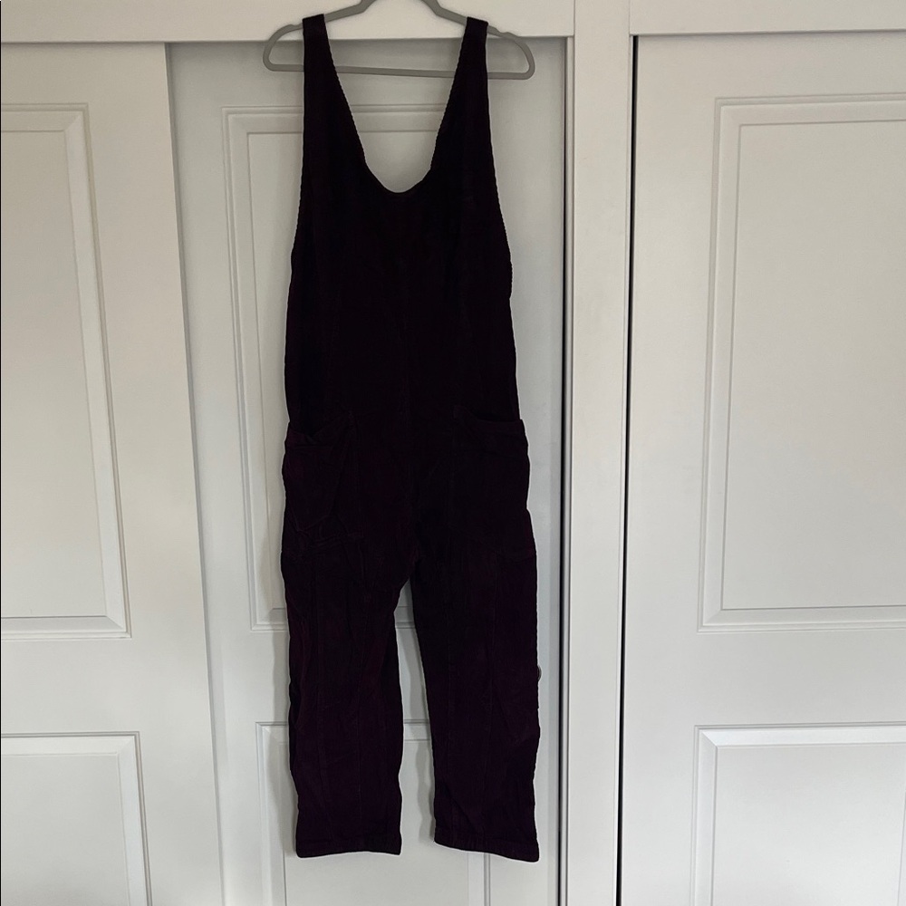 Free People Burgundy Corduroy Overalls